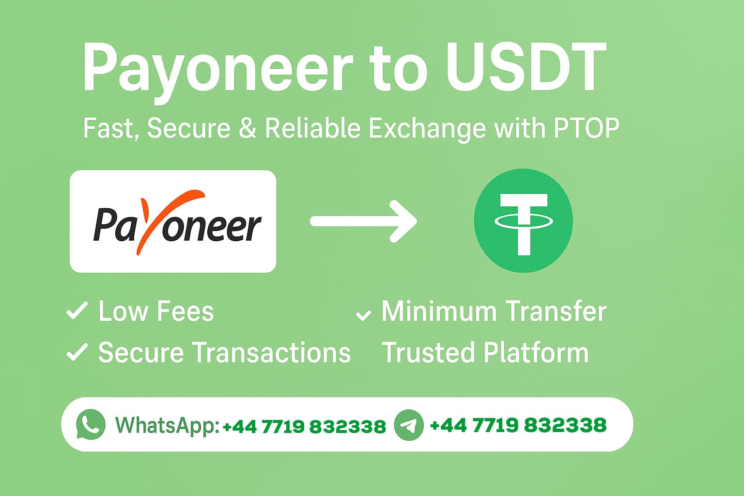 Payoneer to USDT – Fast & Secure Exchange with PTOP